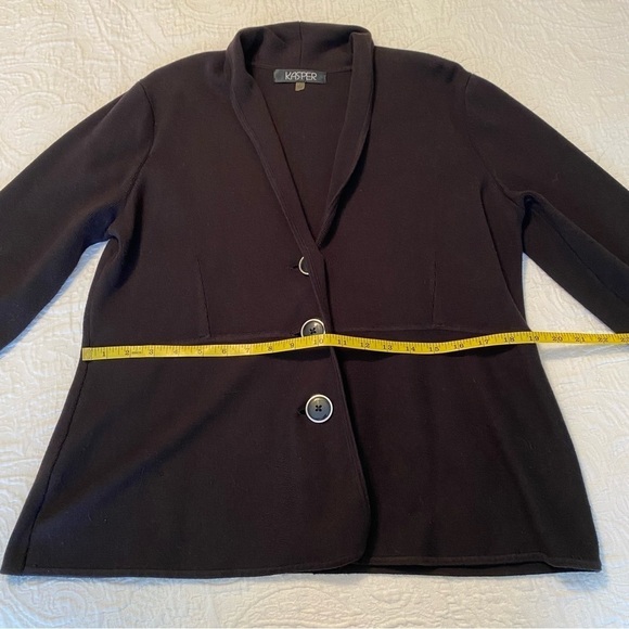 Kasper Button Front 3/4 Sleeve Black Cardigan -Large - Picture 8 of 12